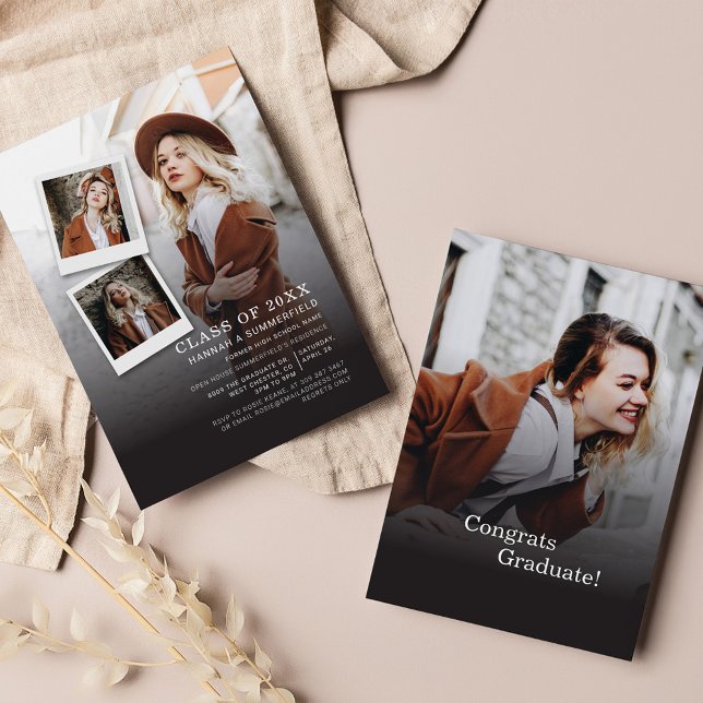 Convite Formando Moderno de Colagem de Fotos do Partido Gr (Criador carregado)