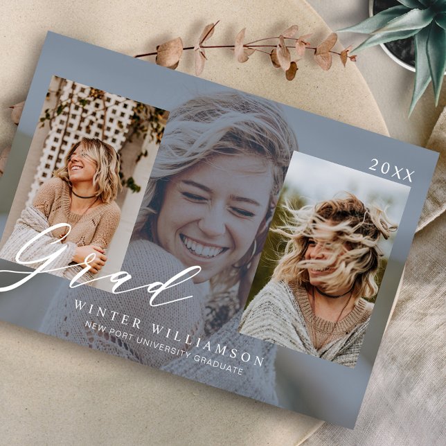 Convite Formando Moderno Script Azul Sobreposição Formando (Criador carregado)