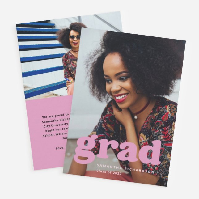 Convite Formando Negrito | Graduação de duas fotos moderna (Criador carregado)