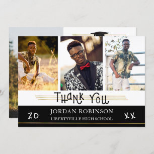 Convite Formando Obrigado   Linhas Douradas   Cor editável