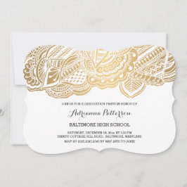 Convite Formando | Padrão Dourado de Mandala da Boêmia