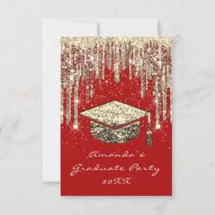 Convite Formando Party Drives Glitter Red Dourado Confetti