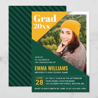 Convite Formando Personalizado Amarelo Verde Moderno | Gra
