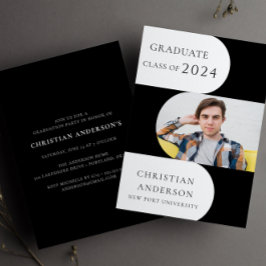 Convite Formando preto e branco moderno