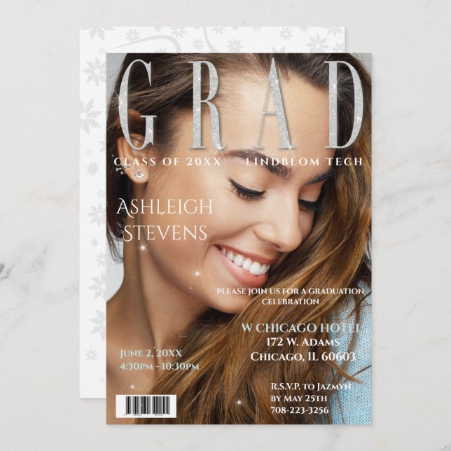 Convite Formando Revista Cobrir Festa de formatura Inv (Frente/Verso)