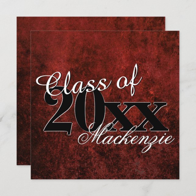 Convite Formando Ruby | Red Garnet Crimson Scarlet Party T (Frente/Verso)