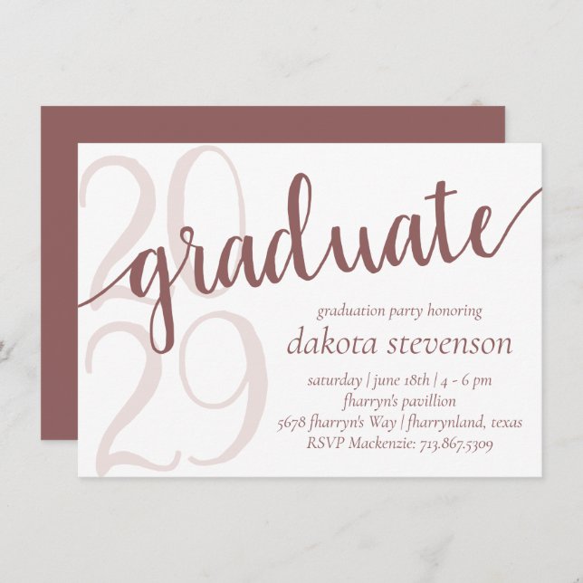 Convite Formando Simples | Desert Rosa Flourish (Frente/Verso)