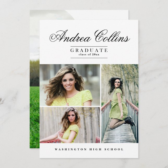 Convite Formando simples e elegante, lançamento de graduaç (Frente/Verso)