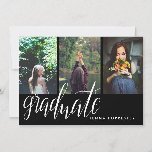 Convite Formando Tipografia Três Fotografias Festa de form (Frente)