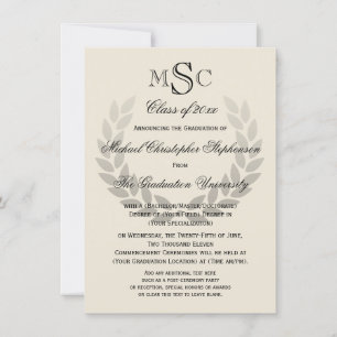 Convite Formandos Clássico Laurel Crest Monograma