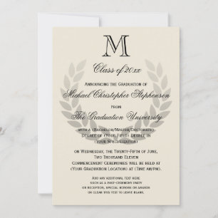 Convite Formandos Clássico Laurel Crest Monograma
