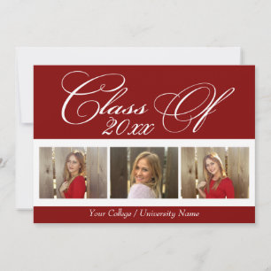 Convite Formandos de Fotografias Elegante Vermelho Maroon 