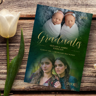 Convite Formandos Gêmeos do Whimsical Modern Script 2