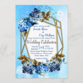Convite Formas de Casamento de Hydrangeas Azuis