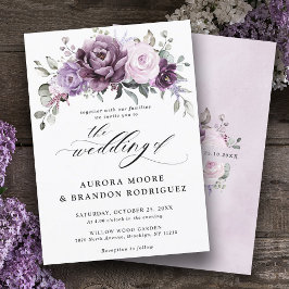 Convite Formas de Casamento Floral Moody Blooms Roxo Dusty