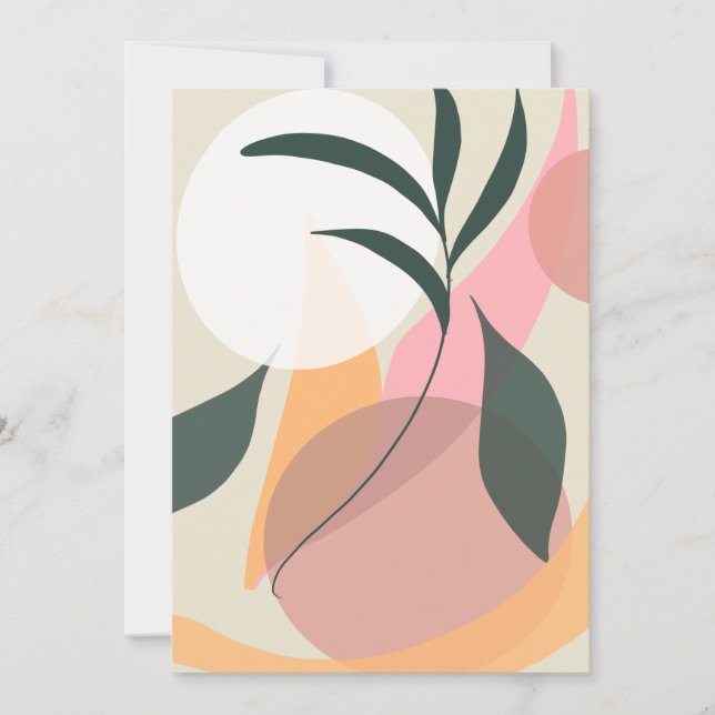 Convite Formas de Ilustração Abstrata de Plantas Vegetação (Frente)