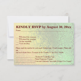 Convite Formas de outono de RSVP de Casamento Verde e Amar