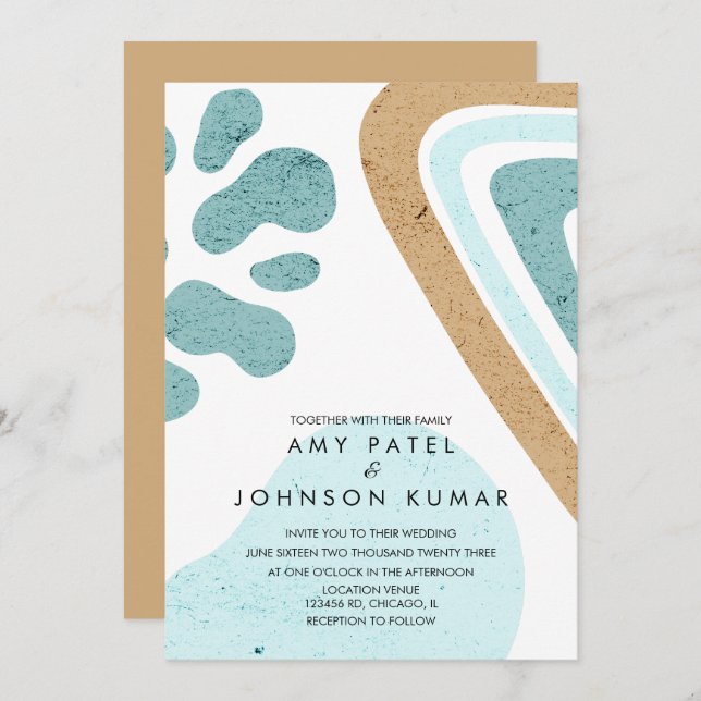 Convite Formas modernas de tons sujos forma casamentos cla (Frente/Verso)