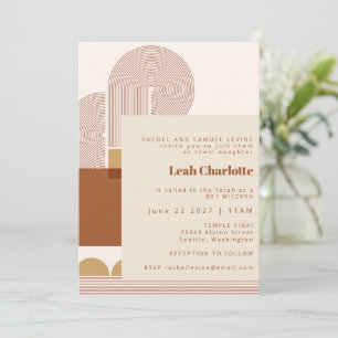 Convite Formas Modernas e Linha Terracotta Bar Mitzvah