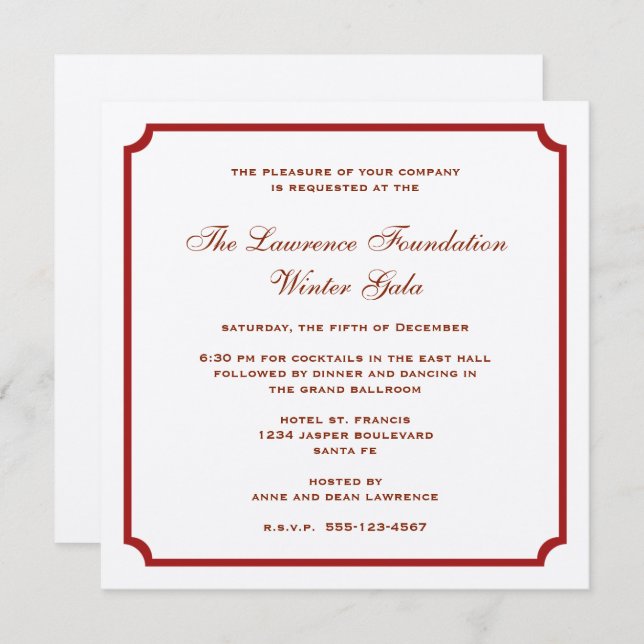 Convite Formatação de feriado corporativo do quadrado verm (Frente/Verso)