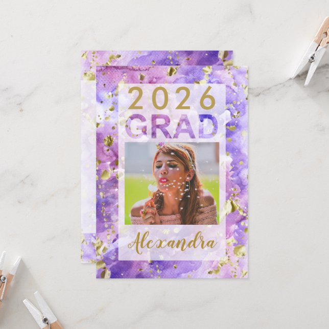 Convite Formatação de Fotografias com Dourada Cor de Água  (Frente/Verso In Situ)