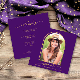 Convite Formatação de Fotos Dourada Mínima Roxo Boho Ar