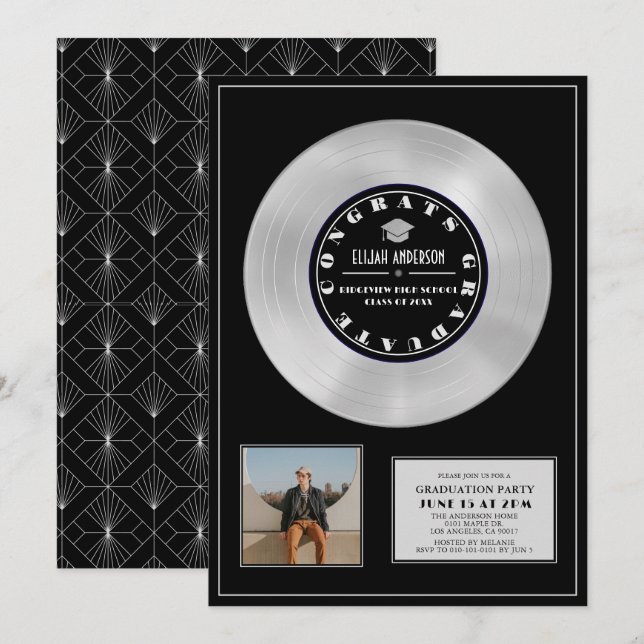 Convite Formatação de Fotos em Placa de Vinil Preto em Pla (Frente/Verso)
