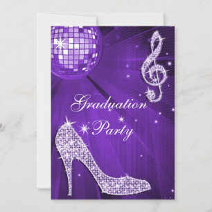 Convite Formatação de Heels Sparkle de Bola Disco Roxo