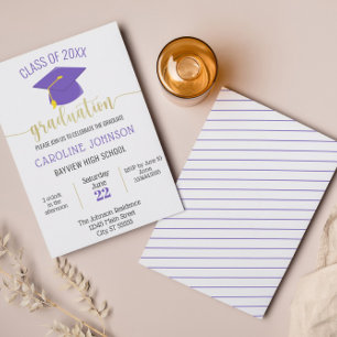 Convite Formatação Dourada Mínima Simples Roxo