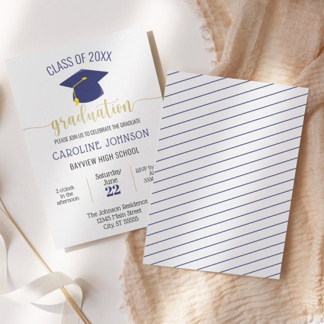 Convite Formatação Dourada Simples e Azul (Criador carregado)