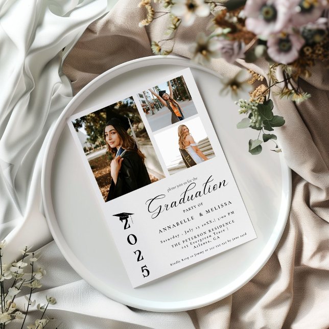 Convite Formatação dupla de fotos com caligrafia moderna s (Criador carregado)