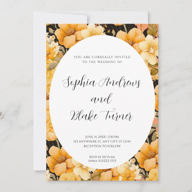 Convite Formatação Floral do Jardim Laranja Moderno (Frente)