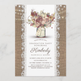 Convite Formatação Rustic Vintage Mason Jar Burlap Lace