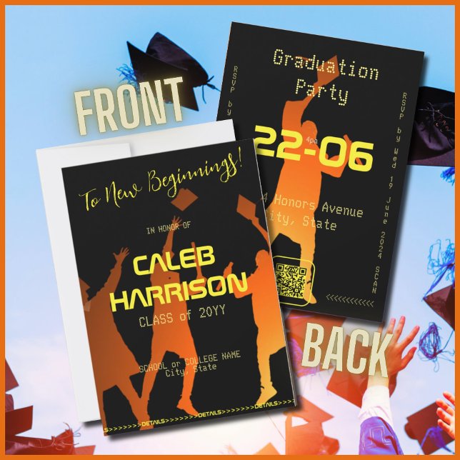 Convite Formatação Tecnológica Moderna Negra Sleek (Criador carregado)