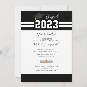 Convite Formatura 2025 Festa de Graduação Minimalista Pret