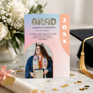 Convite Formatura Arco Negrito Retro Foto Personalizada