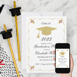 Convite Formatura Chic Elegante Brilho Cap E Diploma