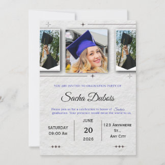 Convite Formatura Clássica Azul e Preto