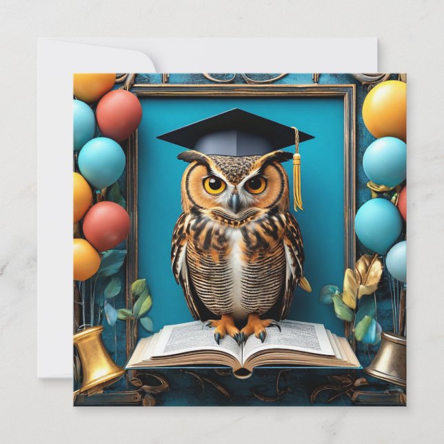 Convite 🦉 Formatura com Coruja para Celebração de Estudan (Frente)