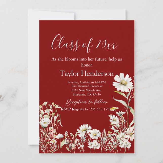 Convite Formatura com Fotos de Maroon e Daisy e Vegetação (Frente)