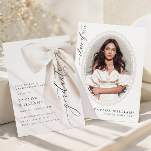 Convite Formatura com Laço Branco Elegante