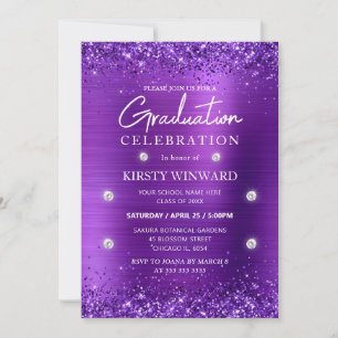 Convite Formatura com Metal Escovado Roxo e Brilho