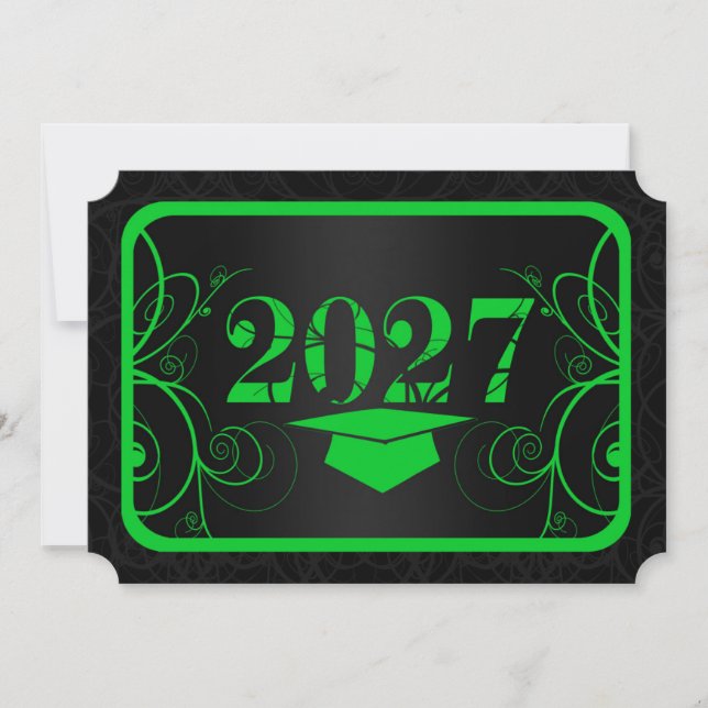 Convite Formatura com Moldura Verde e Preta (Frente)