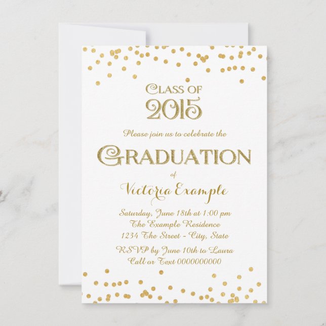 Convite Formatura Confete Dourado (Verso)