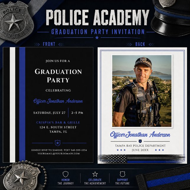 Convite Formatura da Academia de Polícia Thin Blue Line | (Criador carregado)