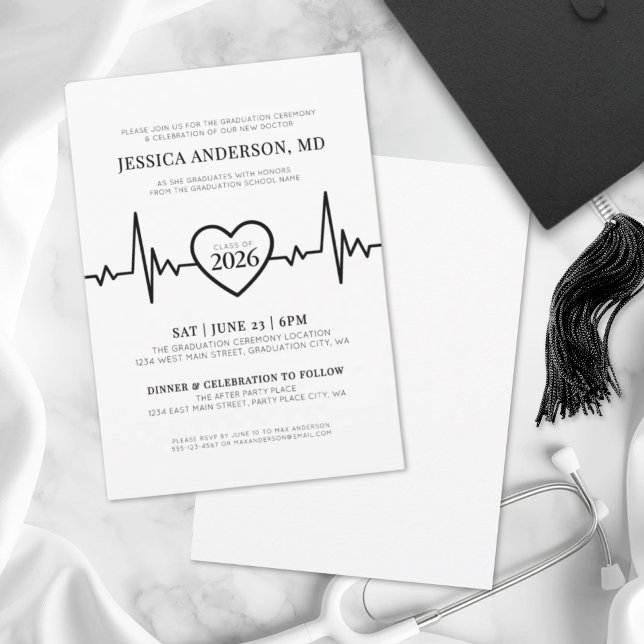 Convite Formatura da Escola de Medicina da Simple Nursing (Simple Doctor Medical Nursing School Graduation Invitation)