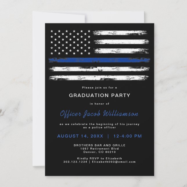 Convite Formatura da Linha Azul Fina da Polícia (Frente)