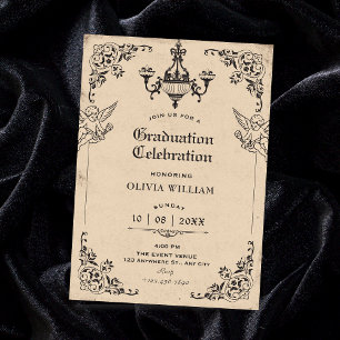 Convite Formatura de anjos de arco gótico vintage