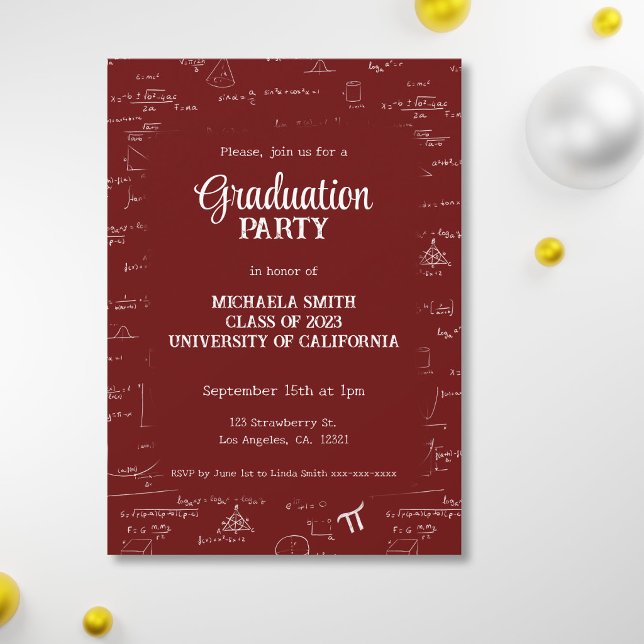 Convite Formatura de Matemática em Letreiro Manual Marrom  (Criador carregado)