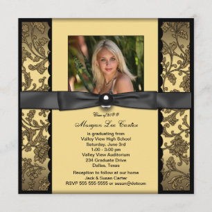 Convite Formatura de Meninas Preto e Dourado Foto